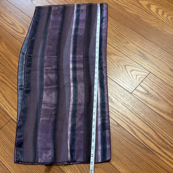 🌹Korean purple silk feel striped scarf many ways worn size 58”x14” - Picture 9 of 13